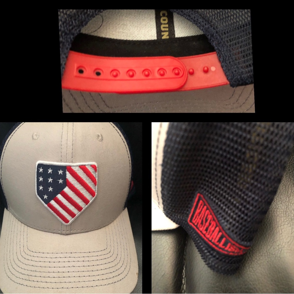 Baseballism Red white and blue Diamond Snap back hat
